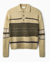 Forét Dawn Stripe Knit Polo Erkek Triko Oatmeal