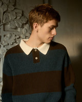 Forét Sow Rib Polo Erkek Triko Blue/Brown