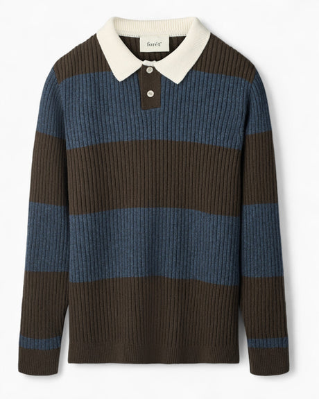 Forét Sow Rib Polo Erkek Triko Blue/Brown