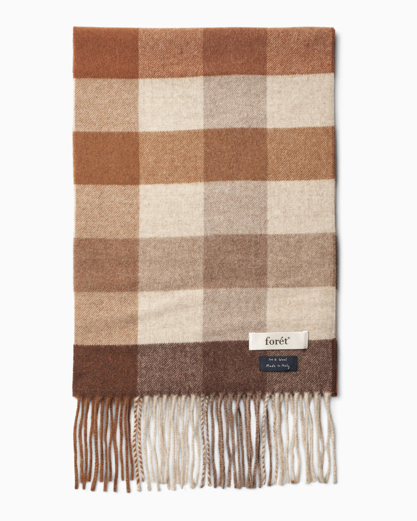 Forét Wool Scarf Brown Check