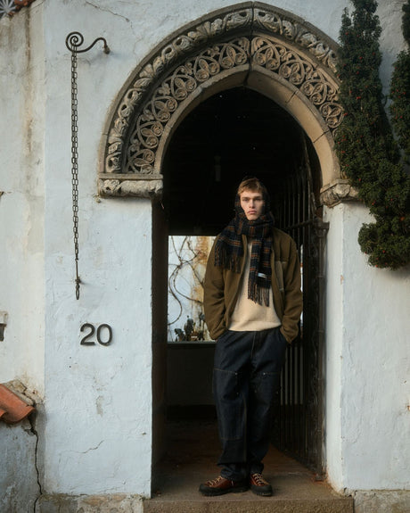 Forét Wool Scarf Navy Check