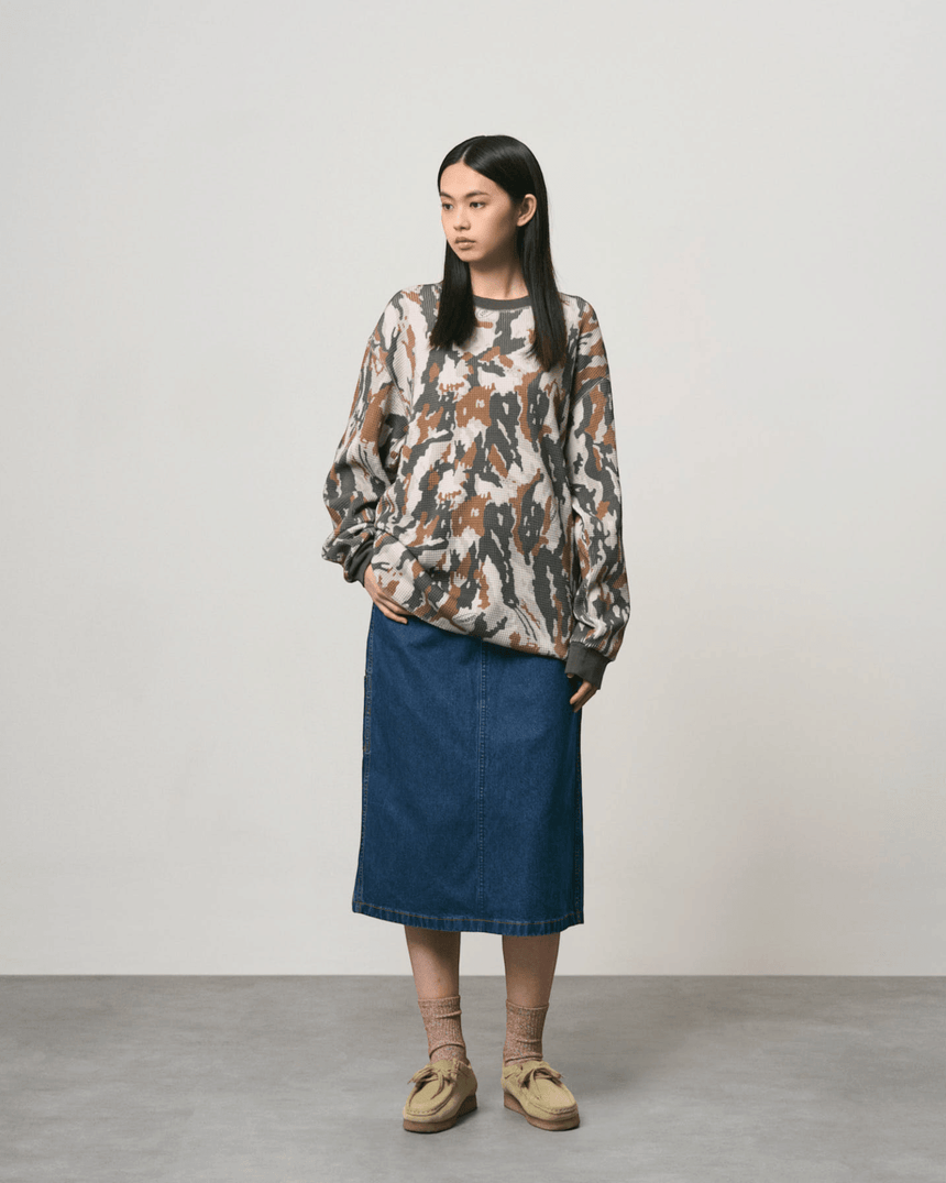 Gramicci Waffle Crew Sweatshirt Bark Camo