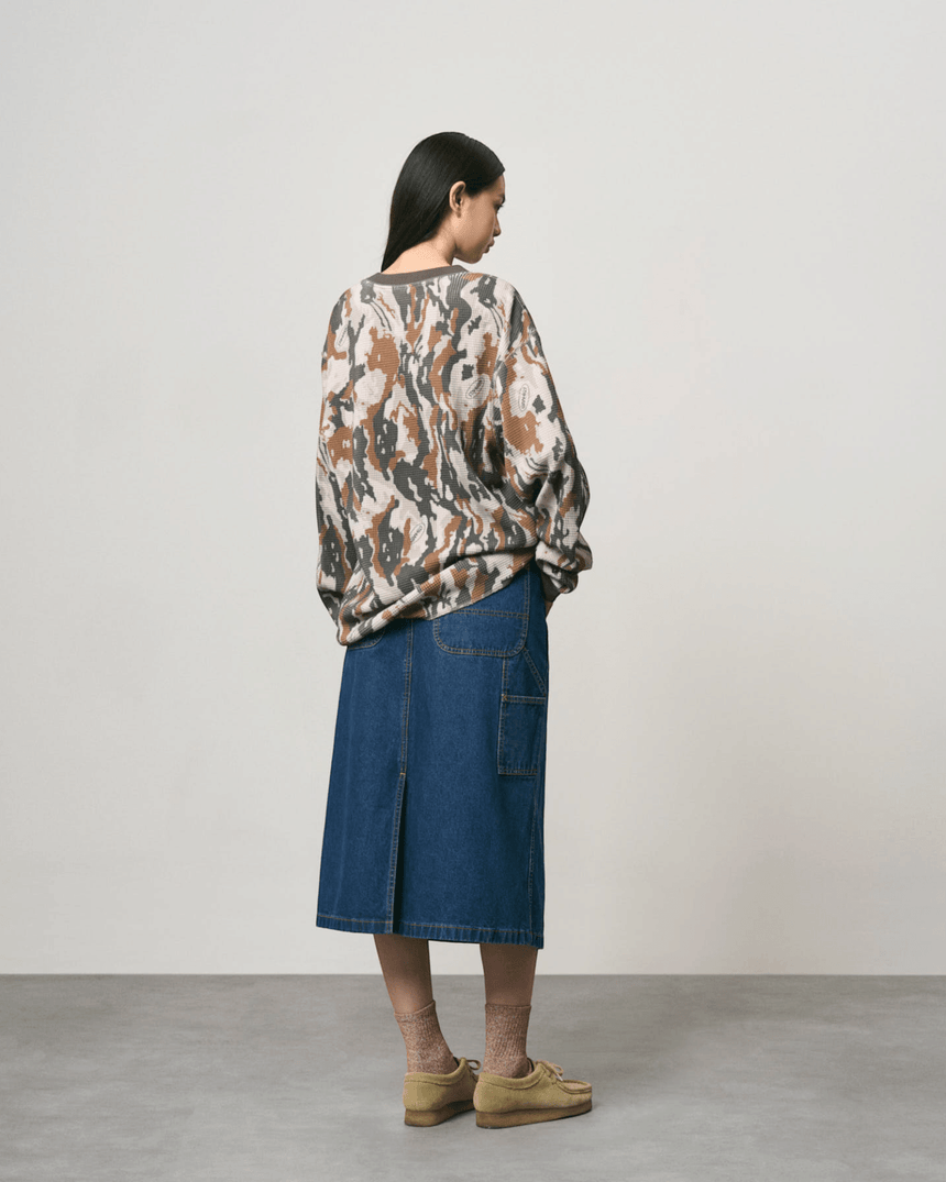 Gramicci Waffle Crew Sweatshirt Bark Camo