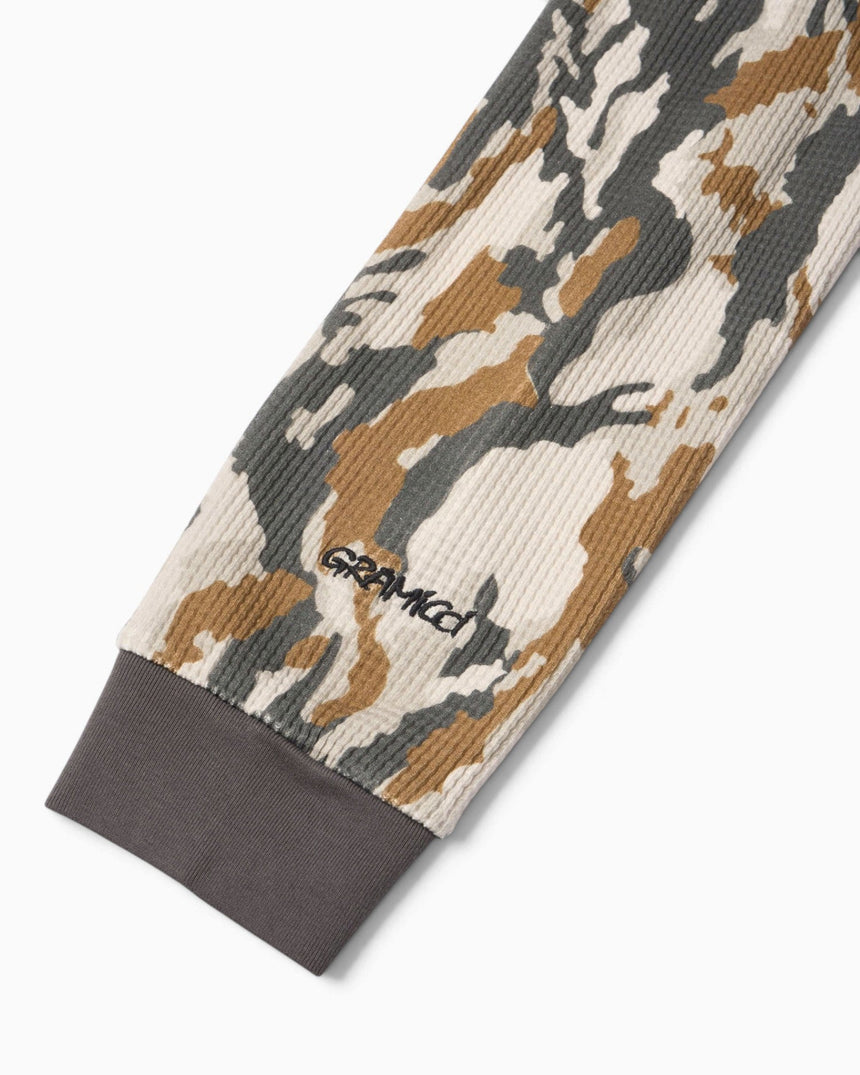 Gramicci Waffle Crew Sweatshirt Bark Camo