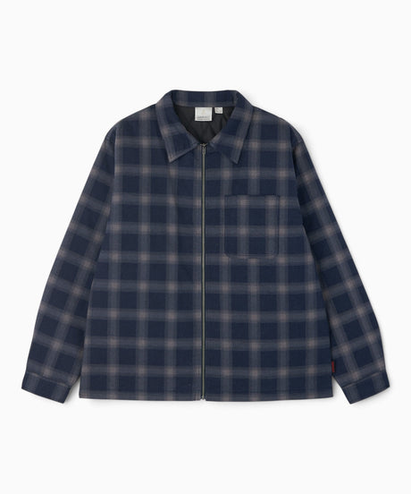 Gramicci Zip-Up Insulated Flannel Erkek Gömlek Navy Shadow Plaid