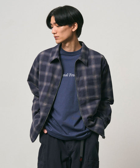 Gramicci Zip-Up Insulated Flannel Erkek Gömlek Navy Shadow Plaid