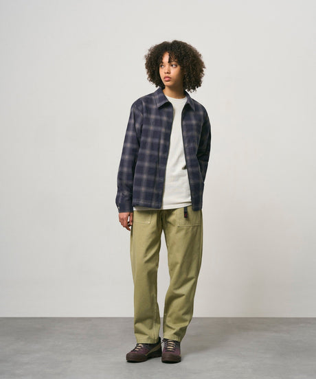 Gramicci Zip-Up Insulated Flannel Erkek Gömlek Navy Shadow Plaid