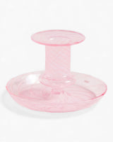 HAY Design Flare Stripe Candleholder Pink/White