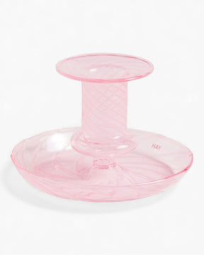 HAY Design Flare Stripe Candleholder Pink/White