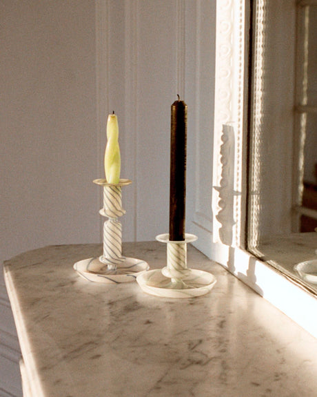 HAY Design Flare Stripe Milk Candleholder Medium