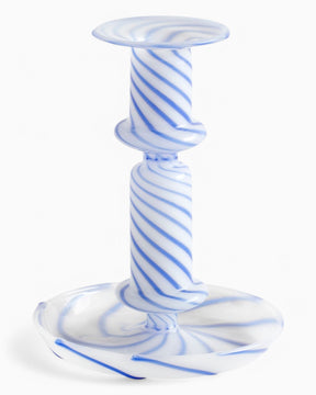 HAY Design Flare Stripe Milk Candleholder Medium Blue