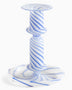 HAY Design Flare Stripe Milk Candleholder Medium Blue