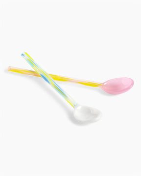 HAY Design Glass Spoons Flat Set of 2 Light Pink/White