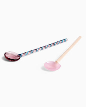 HAY Design Glass Spoons Round Set of 2 Aubergine/L.Pink