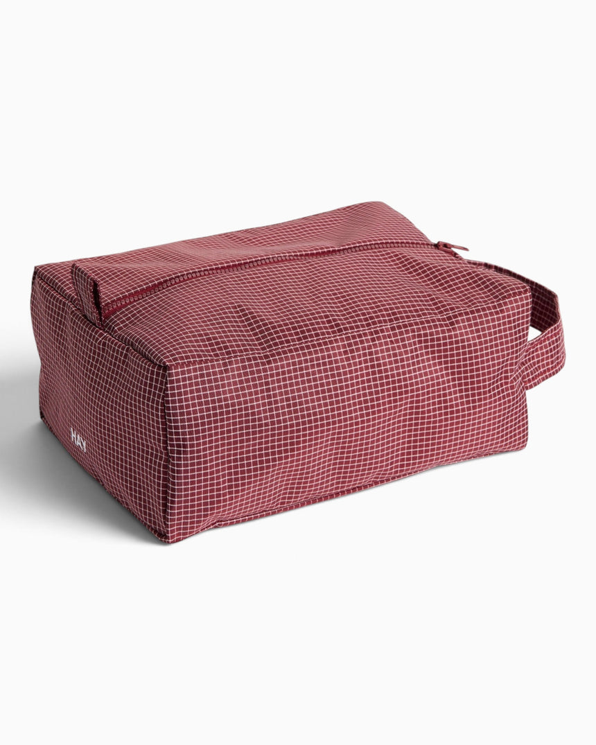 HAY Design Grid Wash Bag Small Burgundy