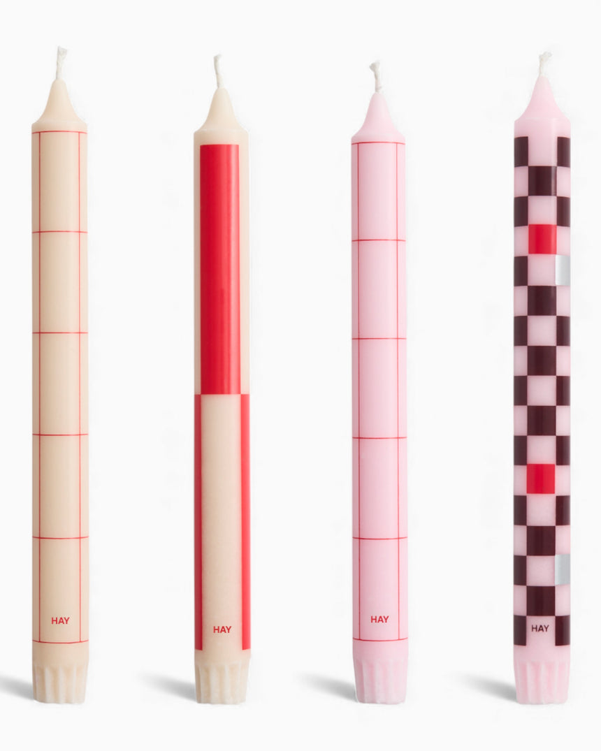 HAY Design Pattern Candle Set of 4 Reds/Bordeaux