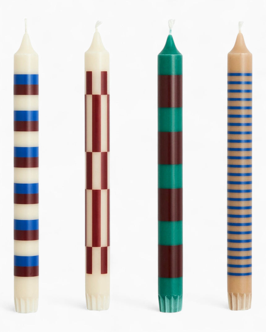 HAY Design Pattern Candle Set of 4 Green/Blue/Brown