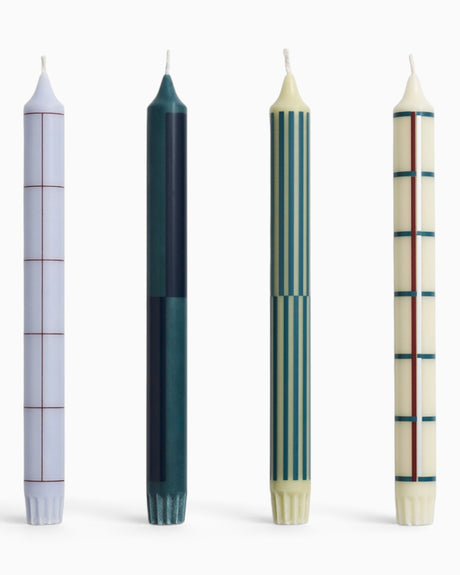 HAY Design Pattern Candle Set of 4 Green/Silver