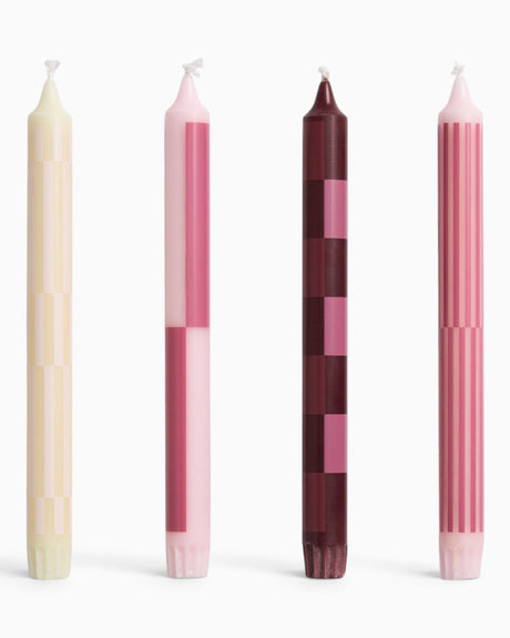 HAY Design Pattern Candle Set of 4 Pink/Bordeaux