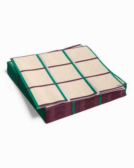 HAY Design Pattern Napkins Set of 20 Off-White/Silver/Green