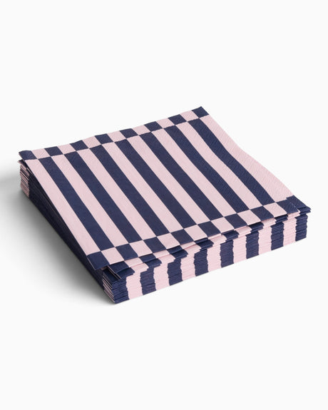 HAY Design Pattern Napkins Set of 20 Light Pink/Dark Blue Pillar Stripe