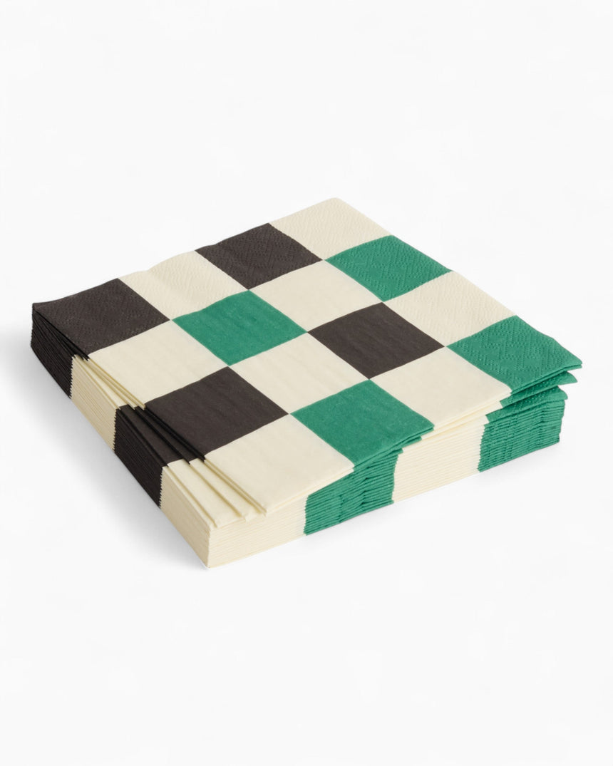 HAY Design Pattern Napkins Set of 20 Off-white/Green/Black