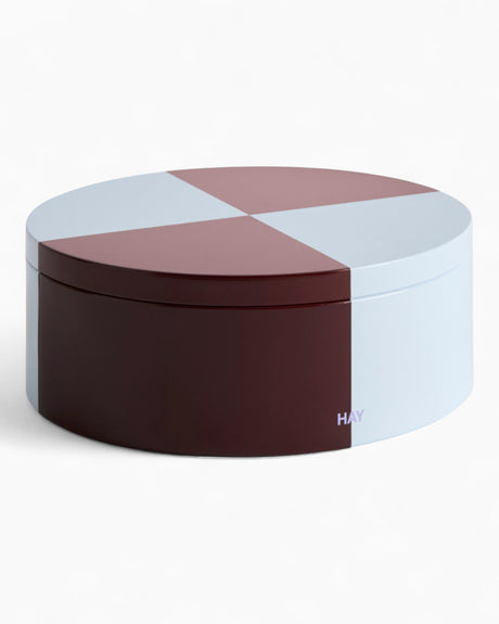 HAY Design Tin Container Round Burgundy/Ice Blue