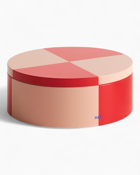HAY Design Tin Container Round Red/Soft Pink