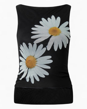 House of Sunny Daisy Layer Mesh Kadın Top Multi