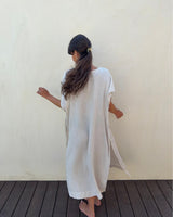 İKİKIZ Çizgili Lyocell Kaftan Kadın Elbise
