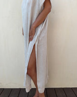 İKİKIZ Çizgili Lyocell Kaftan Kadın Elbise
