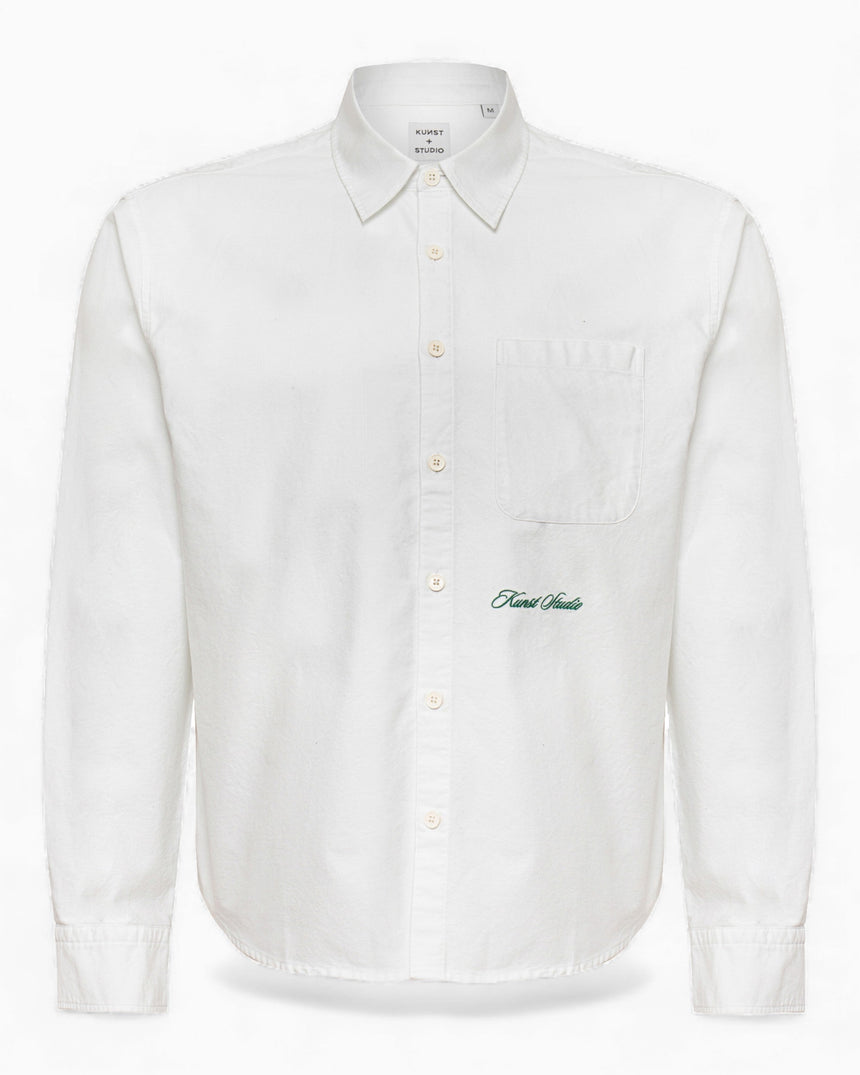 KUNST STUDIO Box Fit Embroidered Shirt White