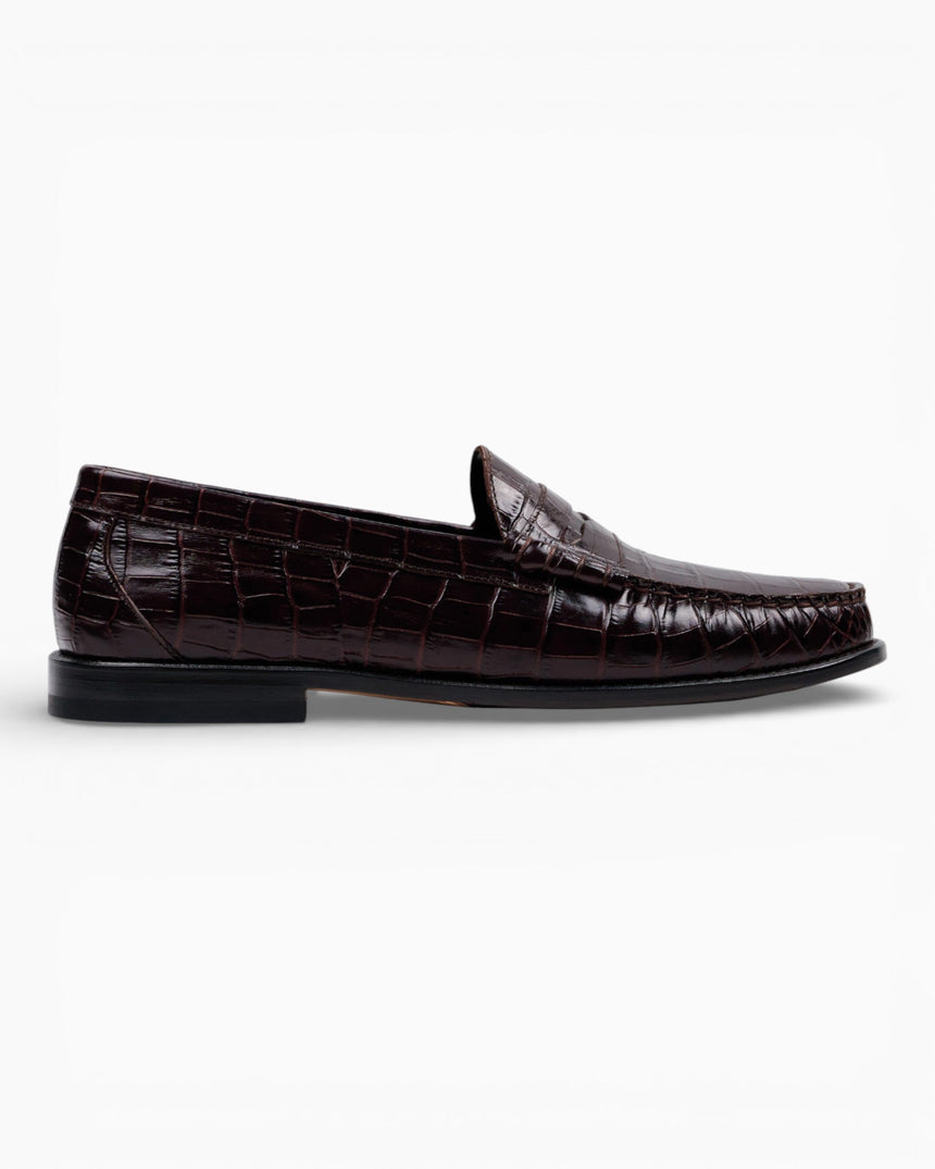Kundura Crocodile Penny Loafer Brown