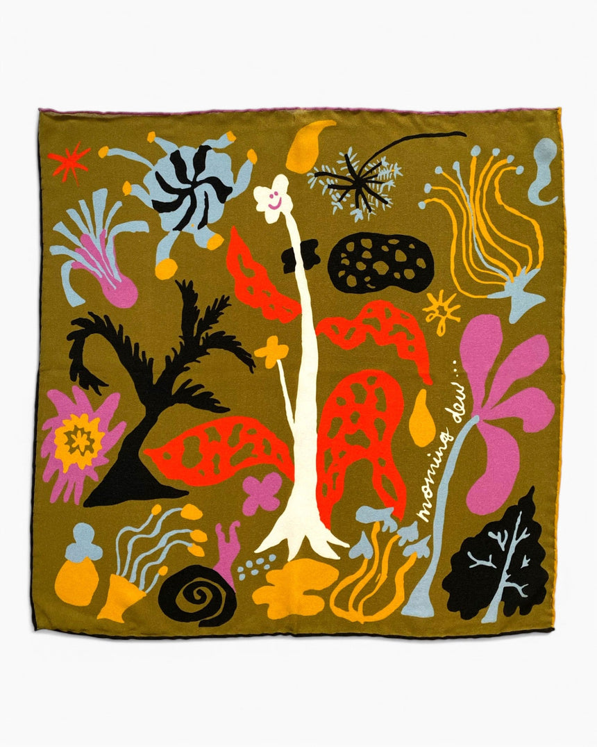 Lar Studio Morning Dew Khaki Scarf 42x42 Fular Multicolor