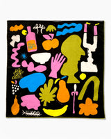 Lar Studio Olives And Wine Black Bandana 53x53 Multicolor