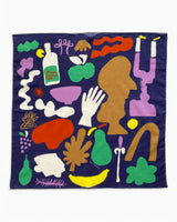 Lar Studio Olives And Wine Navy Bandana 53x53 Multicolor