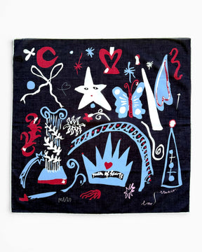 Lar Studio Queen of Hearts 52 x 52 Bandana Navy