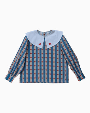 Mama in Love Tiny Hearts Kadın Bluz Mavi Pudra Kırmızı