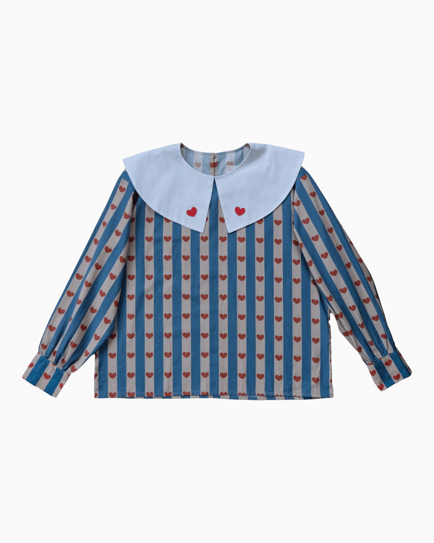 Mama in Love Tiny Hearts Kadın Bluz Mavi Pudra Kırmızı
