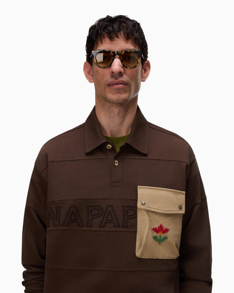 Napapijri Bloom Jersey Long-Sleeve Erkek Polo T-Shirt Dark Brown