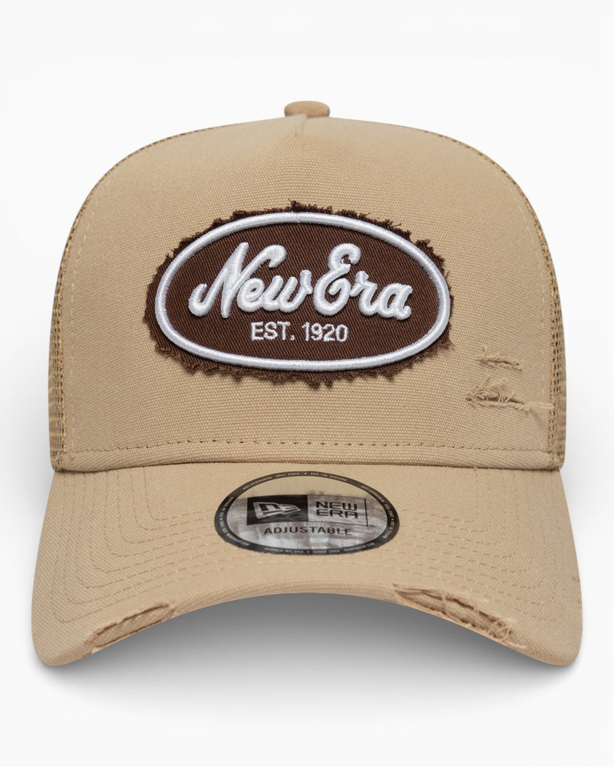 New Era Oval Canvas Distress Trucker Şapka