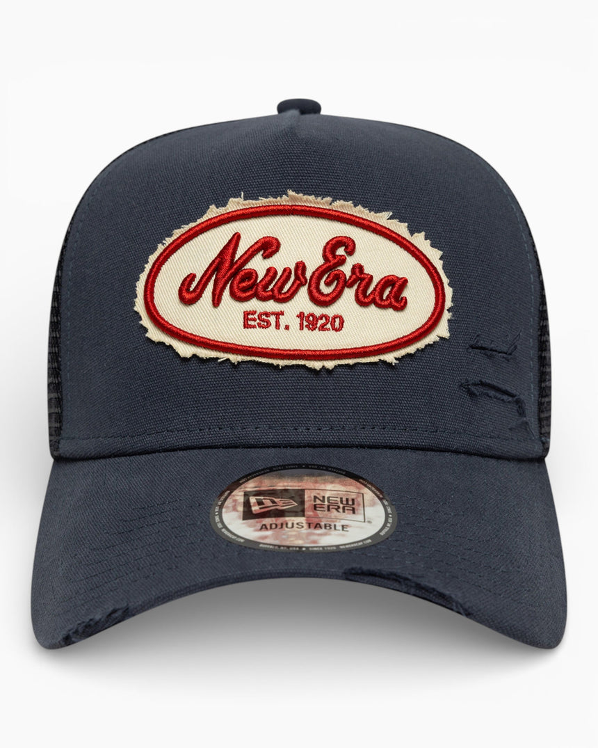 New Era Oval Canvas Distress Trucker Şapka