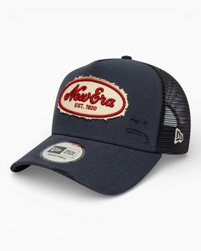 New Era Oval Canvas Distress Trucker Şapka Navy