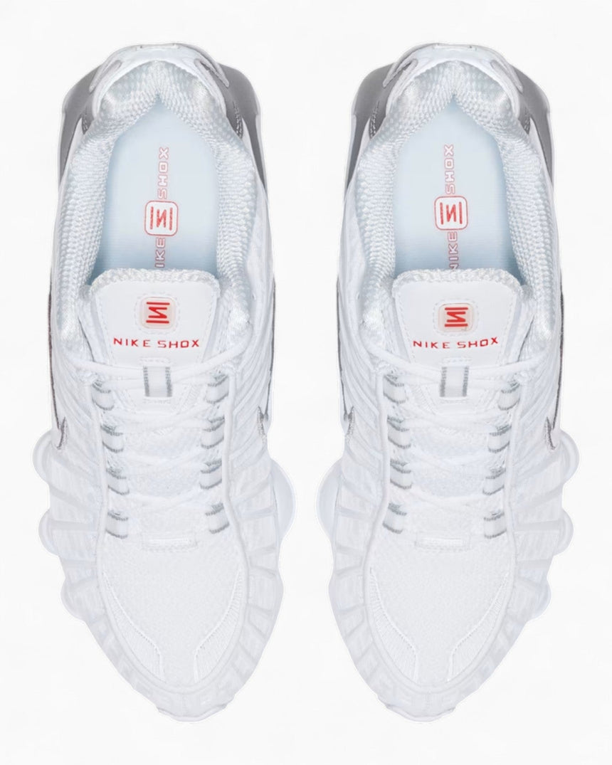 Nike Shox TL Kadın Sneaker White/White - Metallic Silver - Max Orange
