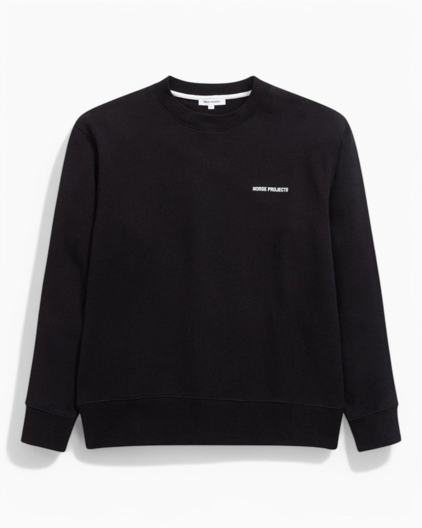 Norse Projects Arne Relaxed Organic Logo Erkek Sweatshirt Black