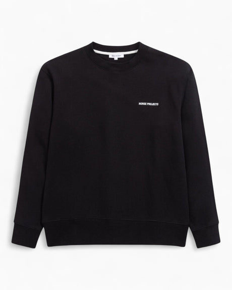 Norse Projects Arne Relaxed Organic Logo Erkek Sweatshirt Black