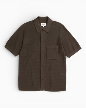 Norse Projects Fredensborg Mercerised Cotton Knitted Shirt Turkish Coffee