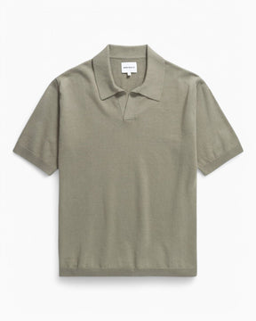 Norse Projects Leif Cotton Linen Polo T-Shirt Clay