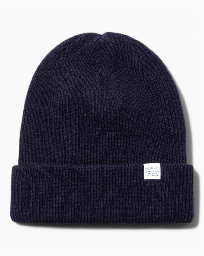 Norse Projects Merino Lambswool Beanie Dark Navy