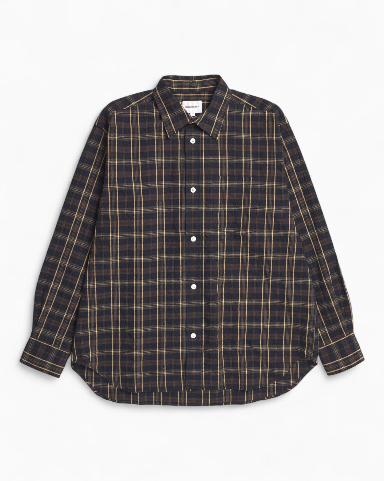 Norse Projects Ole Oversized Wool Check Erkek Gömlek Dark Navy Check